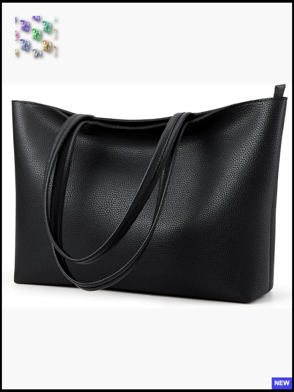 Faux Leather Tote Bag Zipper Shoulder Satchel Work Casual Handbag College